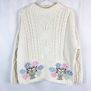 Vintage GAP Chunky Knit Floral Sweater L